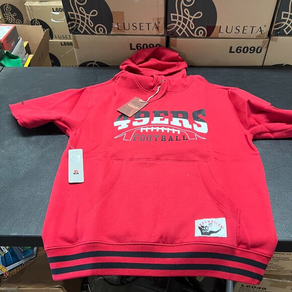 Mitchell and ness 49ers throwback hoodie short sleeve size Medium - Picture 1 of 9